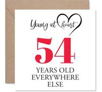 54th Birthday Cards for Women Men - Young at Heart - Happy Birthday Card for 54 Year Old Woman Man Uncle Grandad Cousin Husband, 145mm Bday Greeting Cards