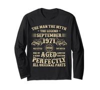 54th Birthday Gifts for Men September 1971 54 Year Old Bday Long Sleeve T-Shirt