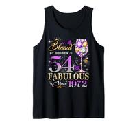 54th Birthday Queen Blessed by God 54 Fabulous Since 1972 Tank Top