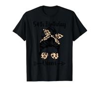 54th Birthday Queen Happy 54 Years Old Messy Bun Leopard Value Graphic T-Shirt, Men, Black, S