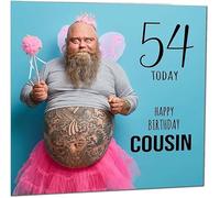 54th Cousins Funny Birthday Card - Bearded Man Joke Funny Cousin Birthday Card for 54 Year old fifty four, fifty fourth