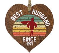 54th Wedding Anniversary Wooden Heart Plaque - Best Husband Since 1971 - Dark Wood Sign Keepsake, Celebrate Anniversary Wife Husband Partner, Fifty-Fourth Anniversary Plaque with Quotes Gifts