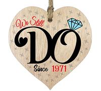 54th Wedding Anniversary Wooden Heart Plaque - We Still Do Since 1971 - Dark Wood Sign Keepsake, Celebrate Anniversary Wife Husband Boyfriend Girlfriend, Plaque with Quotes Gifts from the Kids