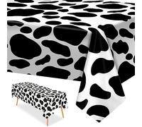 54x108 Inch Plastic Cow Print Tablecloth,Animal Safari Table Cover,Animal Print Table Cover,Rectanglar waterproof Tablecloth for kids Birthday,Baby Shower,Zoo Jungle Safari Themed Party Decorations