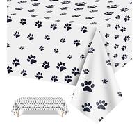 54x108 Inch Plastic Dog Paw Print Tablecloth,Animal Safari Table Cover,Animal Print Table Cover,Rectanglar waterproof Tablecloth for kids Birthday,Baby Shower,Zoo Jungle Safari Themed Party Decoration