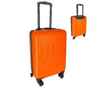 54x36x20cm Hardshell Cabin Suitcase - Lightweight ABS Hand Luggage with 8 Spinner Wheels, Trolley Handle & Lock - Fits Ryanair, easyJet, British Airways, Jet2 - Overhead Travel Bag - 38L - Orange