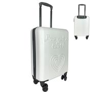 54x36x20cm Hardshell Cabin Suitcase - Lightweight ABS Hand Luggage with 8 Spinner Wheels, Trolley Handle & Lock - Fits Ryanair, easyJet, British Airways, Jet2 - Overhead Travel Bag - 38L - White