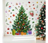55.12 x41.34 Inch Large Christmas Tree Wall Decals DIY Watercolor Decal Removable Christmas Tree Gaint Wall Stickers for Bathroom Bedroom Living Room Offices Home Decoration Decal