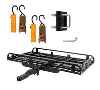 55"×35.5"×9" Trailer Hitch Cargo Carrier with Ramp, 1000LBS Heavy Duty Aluminum Alloy Folding Hitch Mount Cargo Carrier, Mobility Scooter Carrier with 2" Receiver Wheelchair Carrier for Car SUV Van