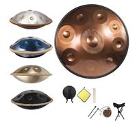 55.8cm Advanced Handpan Drums For Adults, 9/10/12 Notes Steel Hand Pan Drum, Music Pan Instrument D Minor 432Hz/440Hz with Soft Hand Pan Bag(Gold,440HZ/9Note)