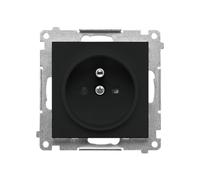 55 Black Matt Module 1x Socket with shutter covers spring