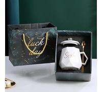 55°C Constant Temperature Ceramic Mug Gift Set - Smart Heated Warm Coffee Cup with Spoon and Accessories, Stylish Business Event Birthday Christmas Gift, Office Home Desk Drinkware