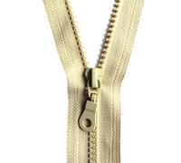 55 cm Zipper, Open Ended Separating Plastic Chunky Zip, Size No #5 Auto Lock Sliders, Plastic Moulded Teeth (Beige)