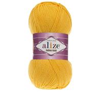 55% Cotton 45% Acrylic Alize Cotton Gold Yarn 1 Skein/Ball 100 gr 360 yds (216-Dark Yellow)