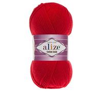 55% Cotton 45% Acrylic Alize Cotton Gold Yarn 1 Skein/Ball 100 gr 360 yds (56-Red)