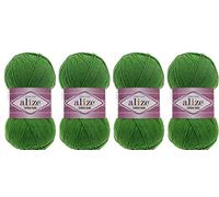 55% Cotton 45% Acrylic Yarn Alize Cotton Gold Thread Crochet Hand Knitting Art Lot of 4skn 400 gr 1444 yds (126-Grass)