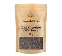 55% Dark Chocolate Drops 1kg by Colourful Trees for Baking, Desserts & Decorating
