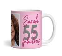 55 & Fabulous 55th Birthday Gift For Her Pink Photo Tea Coffee Personalised Mug | 55th Birthday Gifts | Gift For 55 Year old | 55th Birthday Gift For Him For Her For Male or Female | 55th Birthday Mug