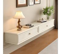 55" Floating TV nd for 43 55" TVs Fully Assembled Solid Wood Wall Mounted Console with Modern French Molding 2 Flip Up Doors Space Saving Entertainment Center in White
