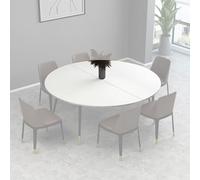55" Folding Round Table - Space-Saving White Desk for Office & Dining - Portable, Lightweight, Easy Storage - Versatile Multi-Purpose Use for Home Events & Gatherings