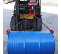 55 Gallon Drum Lifter for Forklift, Metal Plastic Barrel Double Lifting Chains, Self Locking Hoist Oil Drum Hook, Heavy Duty Chain Sling