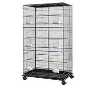 55" H Large Bird Parrot Cage, 3/8" Wire Gap, Carbon Steel 30"x18"x55" | Flight Cage for Budgie Lovebird Cockatiel, w/Slide Out Tray, Lockable Wheels, Front Doors, Side Openings, Food Cups, Perches