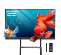 55-Inch Interactive Whiteboard 4K Dual-OS Smart Board with 13MP Camera | Android 14, Windows 10, 8GB RAM, 256GB Storage & 20-Point Touch Support Lessons, Meetings & Office with Wall Mount