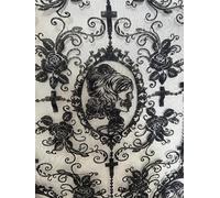 55 Inch Lace Fabric Soft Black Skull Lace Fabric Cross Floral Tulle Fabric for DIY Dress Top Dress Sew,Party Overlay,Curtains,Tablecloth,Halloween Decor (Black (2 Yard))