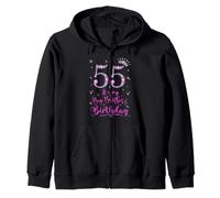 55 It's My Big Brother's Birthday Pink Crown 55 Years Old Zip Hoodie
