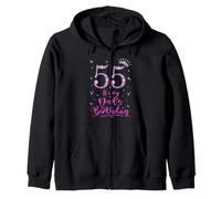 55 It's My Dad's Birthday Pink Crown 55 Years Old Zip Hoodie