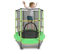 55'' Kids Trampoline Large Trampoline for Kids Foldable Fitness Bouncer with Safety Enclosure Net and Pad Bulit-in Zipper Frame Cover Heavy Duty Steel Jumping Training Indoor Outdoor Activities(green)