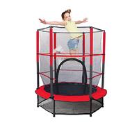 55'' Kids Trampoline Large Trampoline for Kids Foldable Fitness Bouncer with Safety Enclosure Net and Pad Bulit-in Zipper Frame Cover Heavy Duty Steel Jumping Training Indoor Outdoor Activities (red)