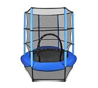55'' Kids Trampoline Large Trampoline for Kids Foldable Fitness Bouncer with Safety Enclosure Net and Pad Bulit-in Zipper Frame Cover Heavy Duty Steel Jumping Training Indoor Outdoor Activities (blue)