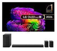 55" Lg G6 OLED AI 4K HDR Smart TV 2026 (Wall Mount Version) (OLED55G64LW) & US70TR 5.1.1 Wireless Sound Bar Bundle, Silver/Grey