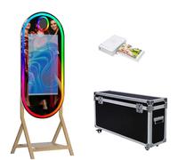55" Mirror Photo Booth with 32" Touchscreen, APP Control & Instant Printing, DSLR Photo Booth Includes RGB Fill Light & Flight Case for Wedding Parties Events (Photo Booth + Printer)