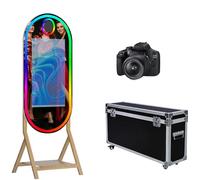 55" Mirror Photo Booth with 32" Touchscreen, APP Control & Instant Printing, DSLR Photo Booth Includes RGB Fill Light & Flight Case for Wedding Parties Events (Photo Booth + Camera)