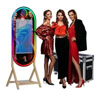 55" Mirror Photo Booth with 32" Touchscreen, APP Control & Instant Printing, DSLR Photo Booth Includes RGB Fill Light & Flight Case for Wedding Parties Events (Photo Booth)