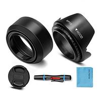 55 mm Lens Hood Set, Fotover Universal Collapsible Rubber Sun Visor + Tulip Flower Lens Hood Compatible with Canon Nikon Sony Pentax Olympus Fuji Camera with Lens Cap