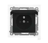 55 MODULE MATTE BLACK SOCKET 1X Z/U WITH FLAPS TGZ1BCZ.01/149