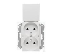 55 MODULE WHITE MATTE SOCKET 2X Z/U WITH FLAPS TGZ2BMCZ.01/111