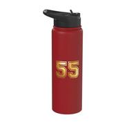 55 Number Fifty-Five Team Sports Graphic Varsity Matching Stainless Steel Insulated Water Bottle