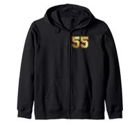 55 Number Fifty-Five Team Sports Graphic Varsity Matching Zip Hoodie