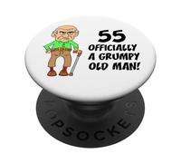 55 Officially Grumpy Old Man Over The Hill Funny PopSockets Adhesive PopGrip