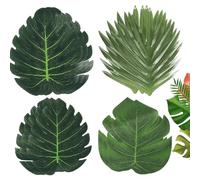 55 PCS Artificial Leaves for Decoration, Fake Leaves Jungle Theme Party Decorations Suitable for Banquet Tables, Weddings Hawaiian Themed Tropical Parties Realistic Design