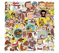 55 Pcs Curious George Monkey Storybook Cartoon Vinyl Waterproof Stickers for Water Bottle Laptop Motorcycle Skateboard Phone for Teens Adults for Birthday Party Gift Decorative Supplies Favors