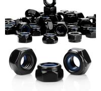 55 Pcs M5 Nylock Nuts Black DIN985 Self Locking Nuts Carbon Steel Hex Nuts with Nylon Inserts for Washers Bolts & Screws Industrial Construction Fasteners
