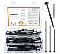 55 Pcs M6 Torx Wood Screws Assortment, Decking Screw Set, Torx Drive Wafer Head Cabinet Screw, Washer Head Self Tapping Screws for Furniture Terrace, 6 x 100mm/120mm/140mm
