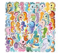 55 Pcs Seahorse Stickers for Laptop Water Bottles,Bicycle,Skateboard,Computer,Marine Animal Cute Style Stickers Waterproof Vinyl for Wall,Graffiti Stickers for Girls Boys Children Teens