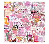 55 Pcs Stickers, Waterproof Vinyl Decals for Water Bottles, Laptops, Skateboards, and More, Pink Cartoon Cowgirl Theme