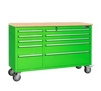 55" Steel Work Bench Tool Box Cab 10 Drawer Chest Roller Cabinet Workbench Cabinet Red Green Blue Black (Green)